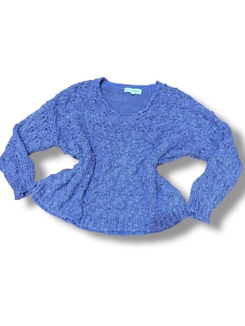 Chelsea & Theodore Lilac Purple V Neck Chunky Knit Pullover Sweater - Large